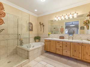Primary Bathroom with Double Sinks and Separate Tub/Shower