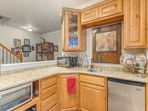 Basement Wet Bar with Mini Fridge and Wine Fridge