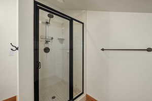 Bathroom with a stall shower
