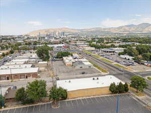 View of urban area with a mountainous background