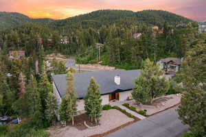 View of mountain backdrop with a forest