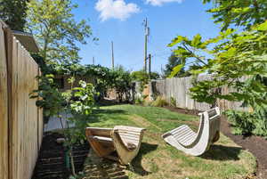 View of fenced backyard