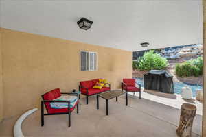 View of patio / terrace with outdoor lounge area and area for grilling