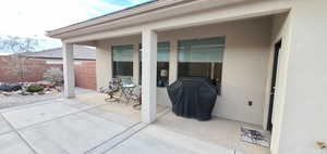 View of patio with grilling area
