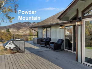 Wooden deck with a mountain view