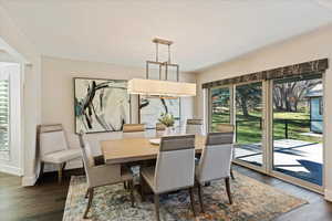 Formal Dining space featuring dark wood-type flooring