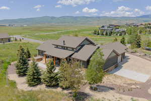 Aerial view of sparsely populated area featuring mountains