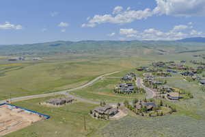 Aerial view of a mountain backdrop
