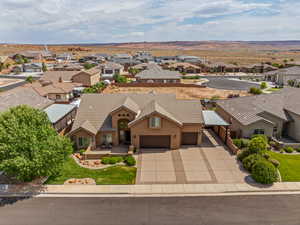 Aerial view of residential area featuring mountains