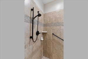 Bathroom view of tiled shower