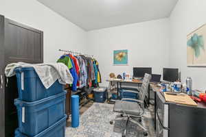Office space featuring wood finished floors