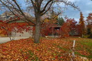 View of property exterior with brick siding and concrete driveway