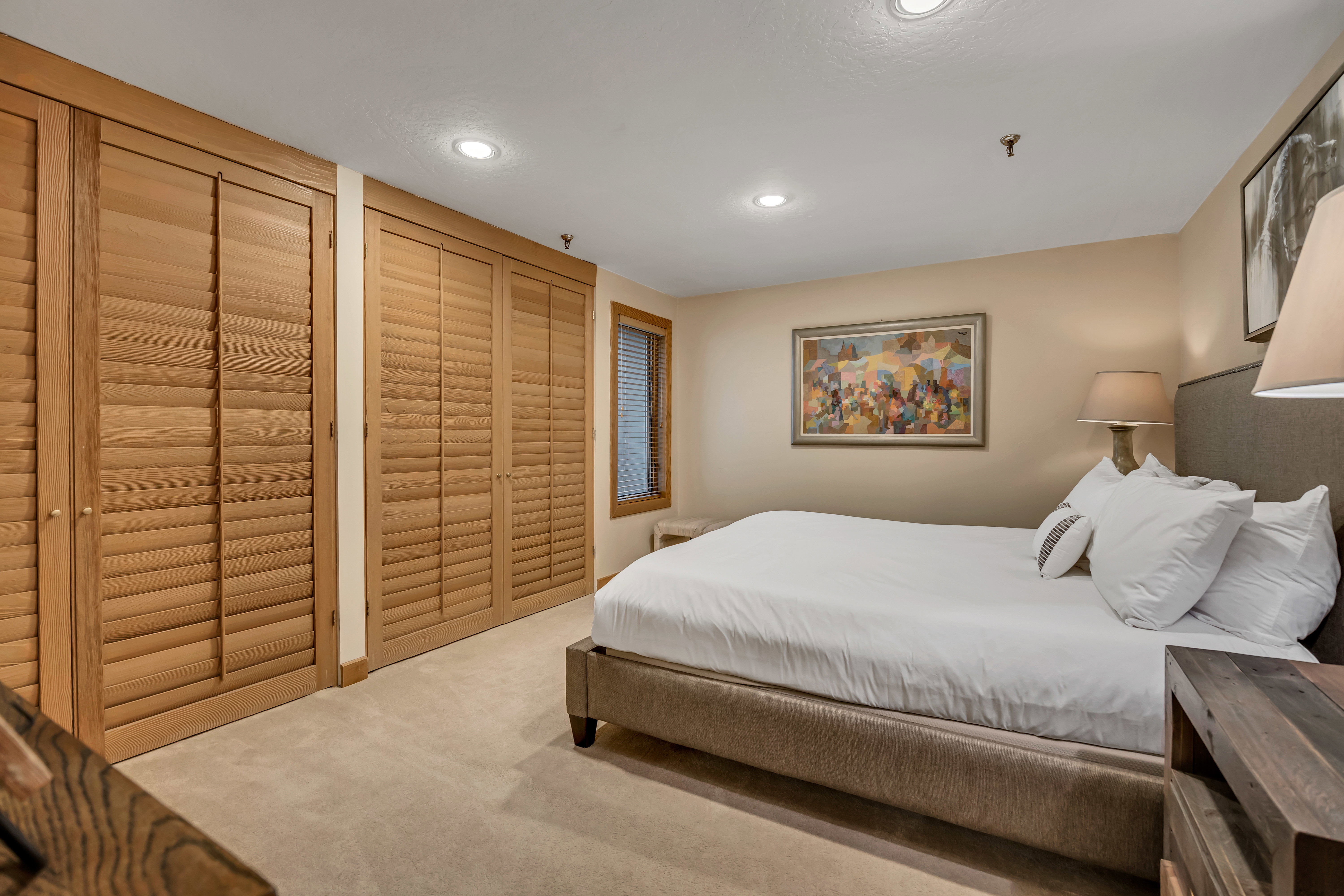 Carpeted bedroom featuring recessed lighting