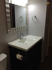 Bathroom featuring vanity and toilet