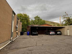View of parking featuring a mountain view