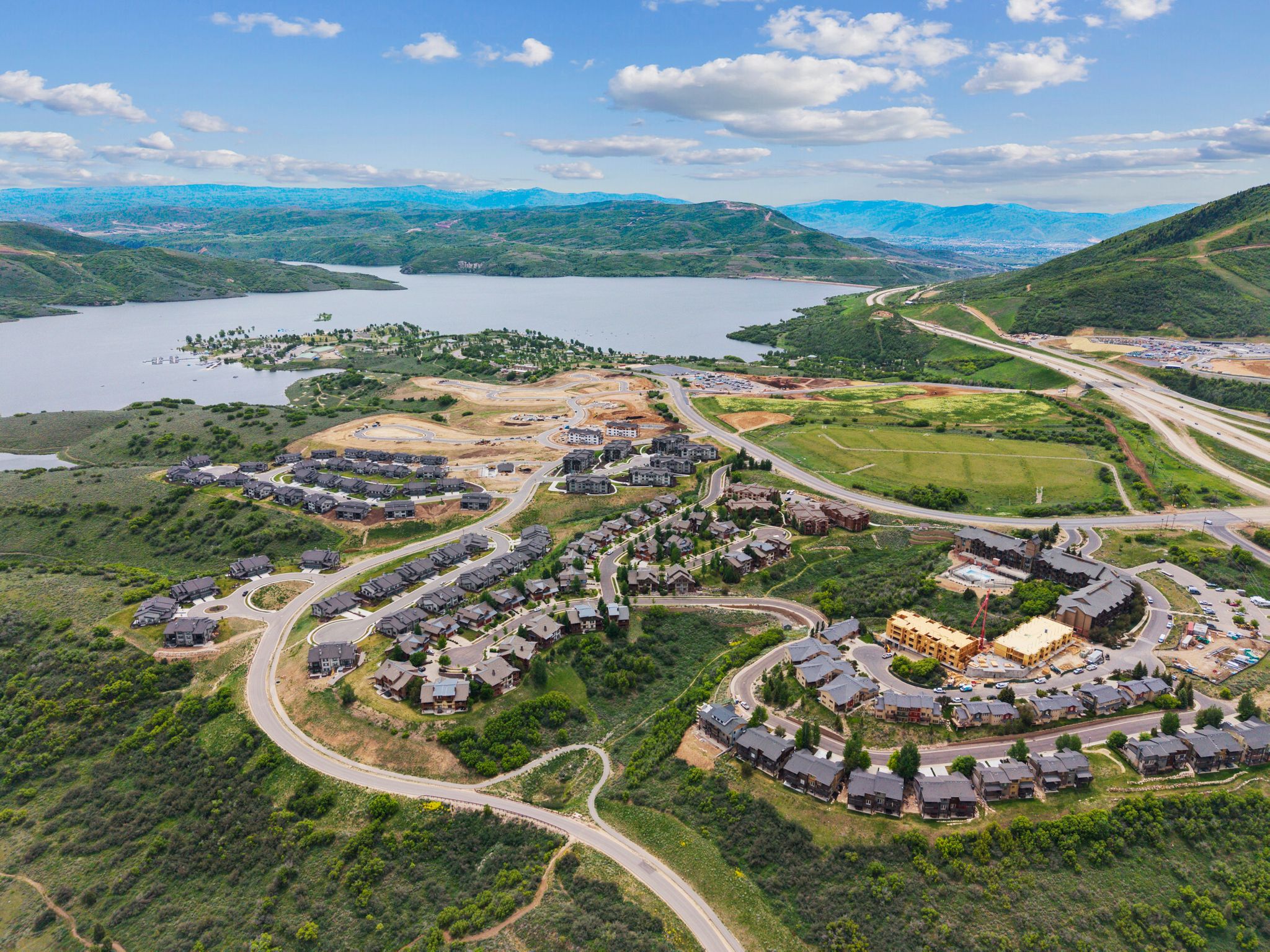 Drone / aerial view of a water and mountain view
