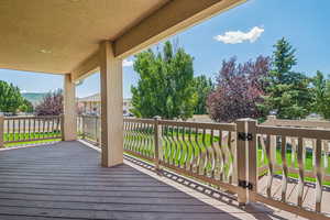 Deck featuring a mountain view