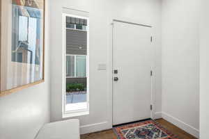 Ground level features stained, diamond-polished concrete floors.