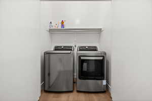 Laundry on living level (not far from island, which is perfect for folding laundry!).