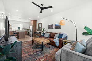 Open concept, with room for bistro dining table.