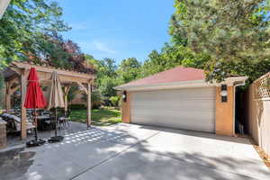 View of detached garage