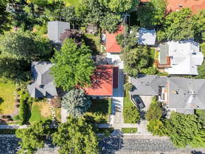 Aerial perspective of suburban area