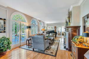 Living area with wood finished floors