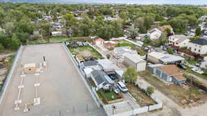 Aerial perspective of suburban area