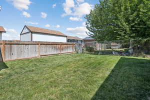 View of fenced backyard