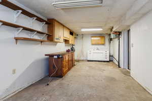 Basement featuring a sink