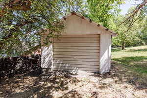 Garage with a shed
