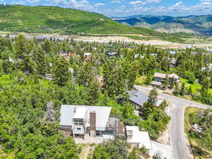 Aerial view of a mountain backdrop