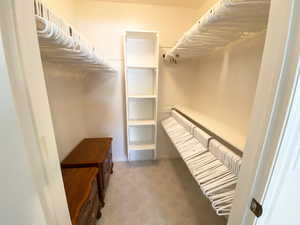 Spacious closet with carpet