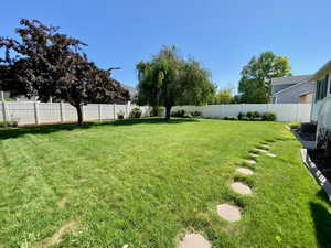 View of fenced backyard