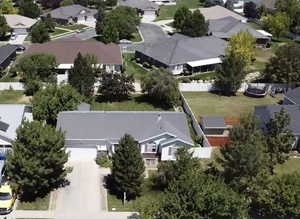 Aerial perspective of suburban area
