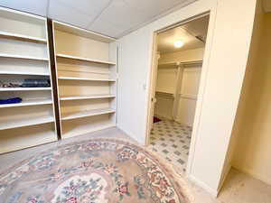 Spacious closet with a drop ceiling