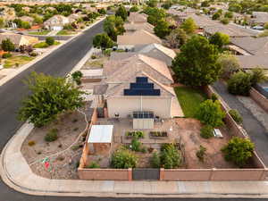 Aerial perspective of suburban area