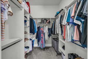 Spacious closet with carpet floors