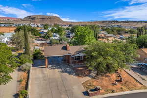 Aerial view of a mountain backdrop