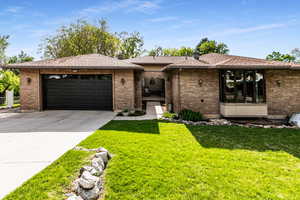 All brick home with courtyard.