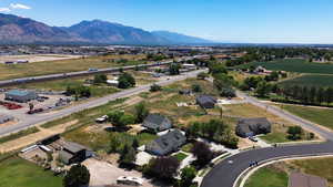 Bird's eye view of a mountain backdrop