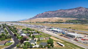 Bird's eye view of a mountain backdrop