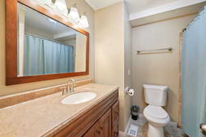 Bathroom featuring vanity and toilet