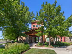 View of front facade with stone siding