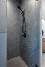Bathroom with a tile shower