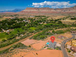 Aerial view of a mountainous background