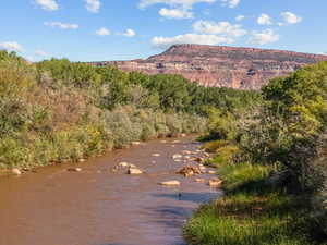 Mountain view featuring a large body of water