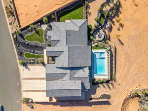 Aerial view of a pool