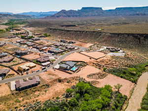 Aerial view of a mountain backdrop