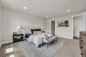 Bedroom with recessed lighting